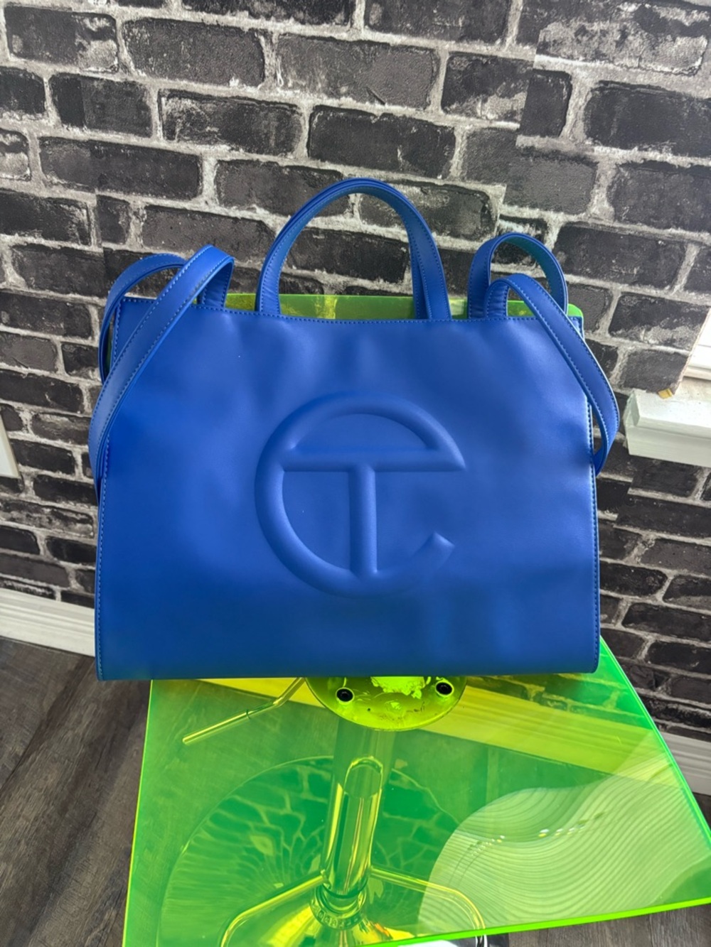 Telfar Royal Blue Leather Shopping Tote